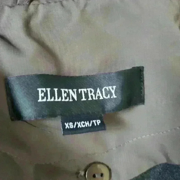 ELLEN TRACY black and olive green  trench size xs. - Picture 8 of 11